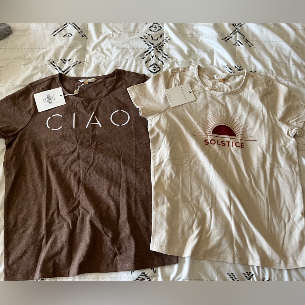 DownEast size XS Cia Embroidered Tee & Solstice Tee